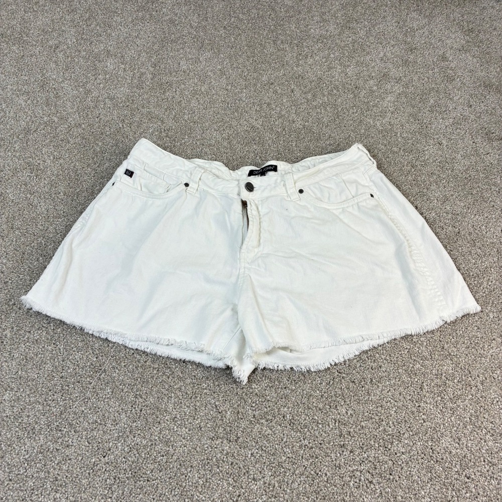 Dear John White Denim Shorts Womens Size 30 Frayed Hem Casual Summer Festival